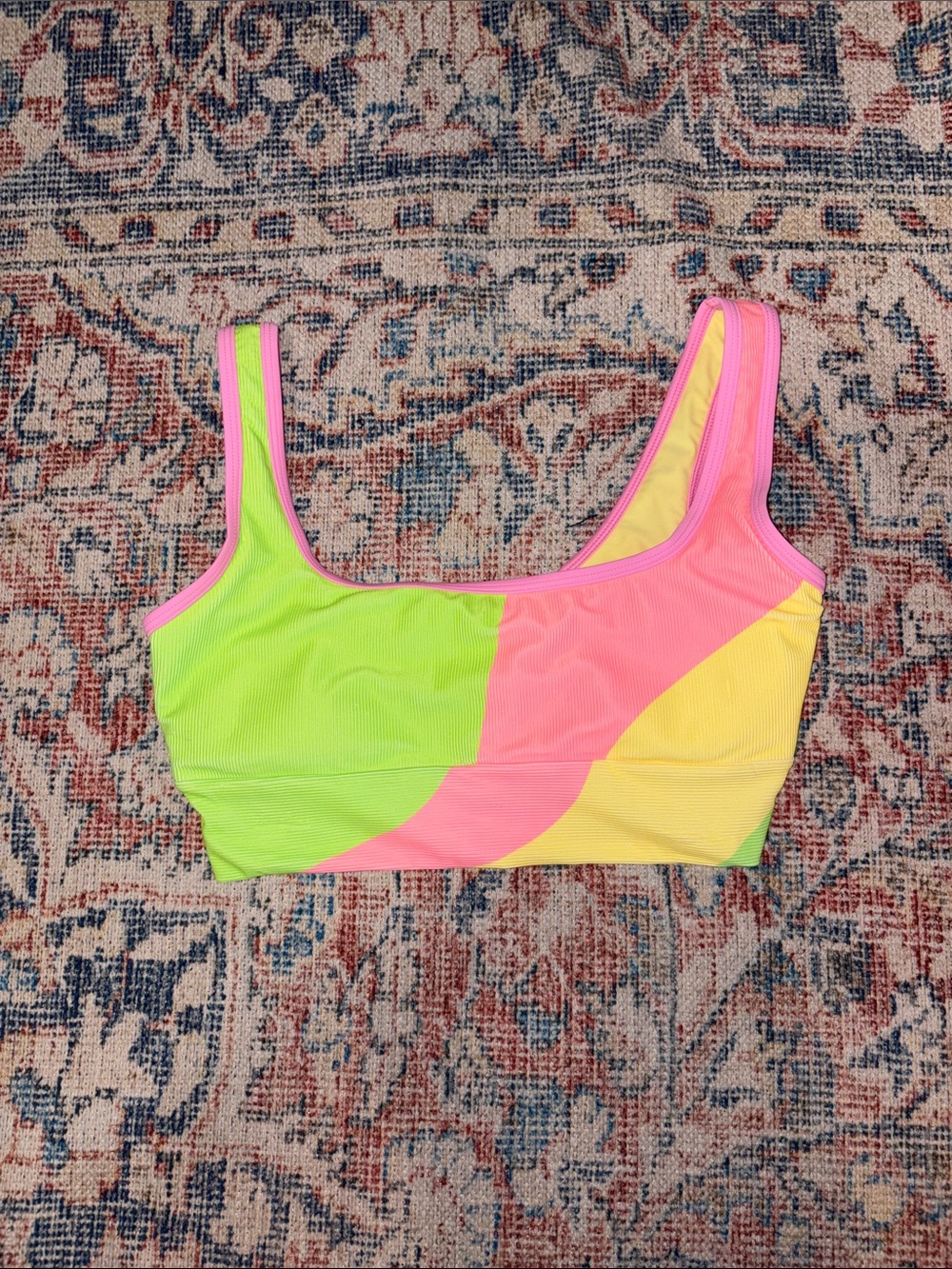 LainSnow Kiawah Bikini Top in Sherbet Wave SZ L NWOT